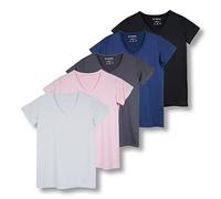 Lot de 5 t-Shirts de Sport à Manches Courtes et col en V pour Femme, Coupe sèche, évacuation de l'humidité, Haut de Yoga (Grandes Tailles Disponibles), Lot 6, L