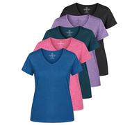 Real Essentials Ladies Dry Fit V Neck T-Shirt, Lot 7, L Femme