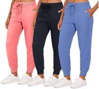 Real Essentials Lot de 3 Pantalons de Jogging en Polaire pour Femme, Coupe décontractée, athlétisme décontracté (Grandes Tailles Disponibles), Set 11, XL