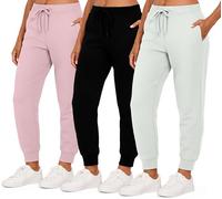 Real Essentials Lot de 3 Pantalons de Jogging en Polaire Ultra-Doux Chauds avec Poche, Grandes Tailles Disponibles, pour Femmes, Lot de 8., XX-Large