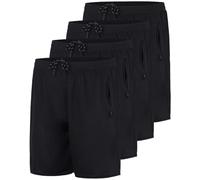 Real Essentials Lot de 4 Shorts de Course à Pied en Maille à séchage Rapide pour Homme avec Poches zippées (Grandes Tailles Disponibles), Set 1, Taille L