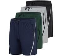 Real Essentials Lot de 4 Shorts de Course à Pied en Maille à séchage Rapide pour Homme avec Poches zippées (Grandes Tailles Disponibles), Lot 7., Taille L