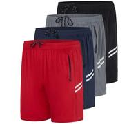 Real Essentials Lot de 4 Shorts de Course à Pied en Maille à séchage Rapide pour Homme avec Poches zippées (Grandes Tailles Disponibles), Lot de 8., Taille 3XL