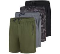 Real Essentials Lot de 4 Shorts de Course à Pied en Maille à séchage Rapide pour Homme avec Poches zippées (Grandes Tailles Disponibles), Lot 6, Taille XL