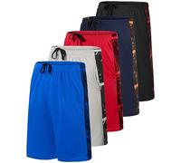 Real Essentials Lot de 5 Shorts de Basket en Maille à séchage Rapide avec Poches pour Homme, Set D, Taille 3XL