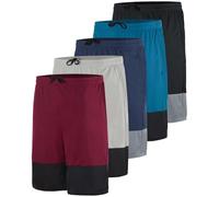Real Essentials Lot de 5 Shorts de Basket en Maille à séchage Rapide avec Poches pour Homme, Taille S