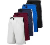 Real Essentials Lot de 5 Shorts de Basket en Maille à séchage Rapide avec Poches pour Homme, Taille XL