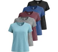 Real Essentials Lot de 5 : T-Shirt de Sport à Manches Courtes et col Rond Dry Fit Tech Stretch pour Femme (Grandes Tailles Disponibles), Lot de 8., Taille M
