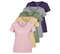 Real Essentials Lot de 5 t-shirts à manches courtes et col en V pour femme, coupe sèche, pour entraînement, fitness, yoga (grandes tailles disponibles), Lot de 14, XX-Large