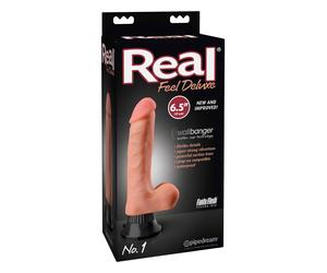 Real Feel Deluxe No.1 - gode réaliste avec testicules - vibration