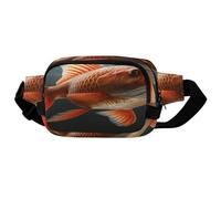 Real Fish Sac banane carré double couche avec sangle réglable. Sac banane à fermeture éclair - Multi-poches - Sac de poitrine - Sac banane de sport pour la randonnée, le jogging, la course à pied.