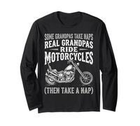 Real Grandpas Ride Motorcycles Funny Biker Dad Motorcycle Manche Longue