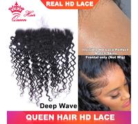 Real HD Deep Wave Curly Frontal Only 13x6 13x4 7x7 5x5 4x4 Closure Raw Human Hair Melt Skin Invisible Lace Queen Hair Official