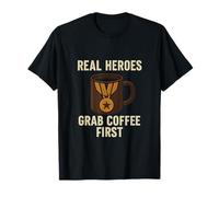 Real Heroes Grab Coffee First Veteran Tasse à café fantaisie T-Shirt