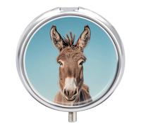 Real Image of Donkey Boîte à pilules 3 compartiments pour médicaments de voyage 3 x par jour Organiseur portable pour vitamines avec miroir Petit pilulier pour sac à main et poche Joli récipient à