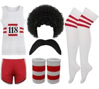 REAL LIFE FASHION LTD Costume de marathon rétro sans manches, short, chaussettes et perruque, unisexe, taille S à XL