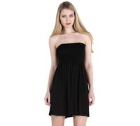 REAL LIFE FASHION LTD Robe midi bandeau bandeau transparente pour femme - Robe d'été sans bretelles - Robe courte imprimée - Sans manches - Imprimé floral, Noir, 48-50