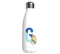 CYPBRANDS Real Madrid Bouteille d'eau en acier inoxydable, fermeture hermétique, lettre G bleue, 550 ml, Blanc