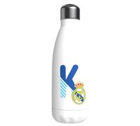 Real Madrid CyP Brands Bouteille d'eau en acier inoxydable, fermeture hermétique, lettre K en bleu, 550 ml