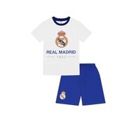 Real Madrid CF Ensemble de pyjamas courts en coton pour garçons motif football, blanc, 12-13 ans