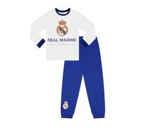 Real Madrid CF Ensemble de pyjamas longs en coton pour garçons de football PJs pour enfants, blanc, 7-8 ans