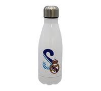 Real Madrid CyP Brands Bouteille d'eau en acier inoxydable, fermeture hermétique, lettre S en bleu, 550 ml