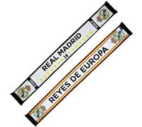 Real Madrid Écharpe Tubulaire commémorative des 14 Coupes d'Europe. 150x19 cm. Produit officiel.