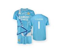 Real Madrid Ensemble Maillot et Pantalon de Gardien Dorsal 1 COURTOIS 2024/2025 - Réplique Officielle Produit sous Licence - Enfant (10 Ans)