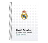 Real Madrid EQUIPACIÓN 26/27 Cahier quatrième 80 feuilles, couverture rigide, idéal pour les enfants de différents âges, confortable et polyvalent, qualité et résistance, 15,5 x 22 cm