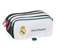Real Madrid EQUIPACIÓN 26/27 - Trousse triple grande taille, idéale pour les enfants d'âge scolaire, confortable et polyvalente, qualité et résistance, 21,5 x 8 x 10 cm