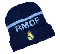 Real Madrid Football Club Official Navy Knitted Turn Up Hat Badge Crest Team Fan