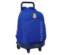 Real Madrid - Grand sac à dos à roulettes, compact, amovible, idéal pour les enfants de différents âges, confortable et polyvalent, qualité et résistance, 33 x 22 x 45 cm