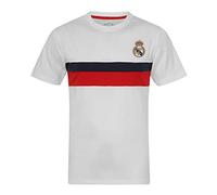Real Madrid Officiel - T-Shirt pour Entrainement de Football - Polyester - Homme - Blanc/Rayure Rouge - XXL