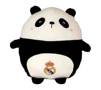 CyP Brands- Real Madrid Poupée en Peluche Ours Panda 30 cm Blanc et Noir Produit Officiel
