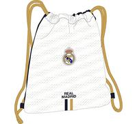 REAL MADRID Sac à dos plat grand sac à dos, idéal pour les enfants de différents âges, confortable et polyvalent, qualité et résistance, 35 x 40 cm, Blanc, blanc, Estándar, Décontracté