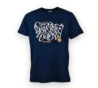 Real Madrid T-shirt de sport avec motif graffiti, bleu marine, logo officiel du club, bleu marine, XL