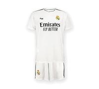 Real Madrid Tenue Domicile du pour Enfants - Taille 128/8 Ans - Saison 2024/2025 - Tenue de Football pour Enfants du Blanc