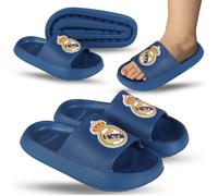 Real Madrid TONGS EN MOUSSE pour enfants, bleu marine, pour la piscine, SEMELLE ÉPAISSE, LÉGER 28-29 EU 28/29