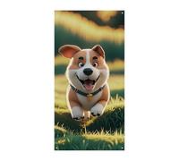 Real Maji Dog Running Door Curtain Banner Welcome Porche Sign - Photographie - Toile de fond à suspendre au mur - Décoration de fête de mariage - 177,8 x 90,9 cm
