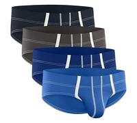 Real Men 0in Nylon Sport Briefs D Pouch XL 4pk DRK Blu/DrkGry/Gry/Lt Blu Ice Silk Men's Underwear with Pouch for Balls Mens Nylon Underwear Men Briefs