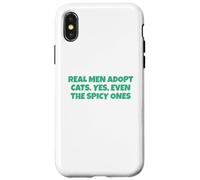 Real Men Adopt Cats, Oui, Even The Spicy Ones Coque pour iPhone X/XS