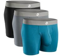 Real Men Bulge Enhancing Pouch Underwear for Men - Lot de 1, 3 et 6 - Boxer en Modal avec Pochette ABCD, D Pouch Lot de 3 Pochettes 7" Noir/Bleu/Gris, X-Small