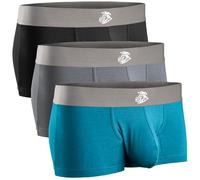 Real Men Bulge Enhancing Pouch Underwear for Men - Lot de 1, 3 et 6 - Boxer en Modal avec Pochette ABCD, Lot de 3 7,6 cm - Noir/Bleu/Gris, X-Small