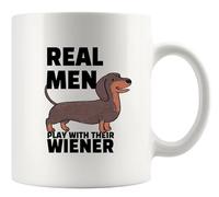 Real Men Play With Their Wiener Tasse en céramique humoristique Motif teckel Weiner Blanc 325 ml