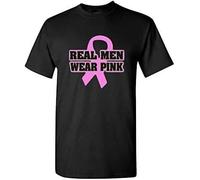 Real Men Wear Pink T-Shirt Breast Cancer Awareness Tee Shirt Black Manches Courtes(XX-Large)