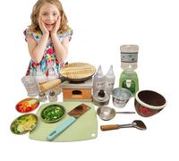 Real Mini Cook Set - Small Kitchen Playset, Real Food Frying Pot Pot | Équipement Ustensiles de brûleur de poêle Minuscule, Outils d'entraînement culinaire compacts, Bundle de Cuisson à Vaisselle