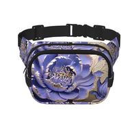 Real Peonies Fitness Sac à bandoulière de voyage, sac banane tendance et décontracté, sac banane carré double couche, noir, taille unique, Noir/blanc, One Size