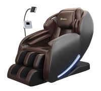 Real Relax 2026 Fauteuil de massage Shiatsu Zero Gravity SL-Track avec contrôleur téléphone et support, sécurité enfant, bouton pause et éclairage LED, Favor-06, marron