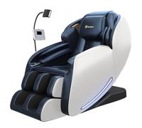 Real Relax 2026 Fauteuil Massant Intégral, Chaise de Massage Shiatsu avec Fonction Zéro Gravité et Rail SL, Contrôle par Appli, Porte-Téléphone et Verrou Enfant, Favor-06 Bleu et Blanc