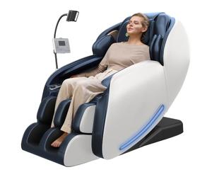 Real Relax 2026 Fauteuil Massant Intégral, Chaise de Massage Shiatsu avec Fonction Zéro Gravité et Rail SL, Porte-Téléphone et Verrou Enfant, Favor-06 Bleu et Blanc